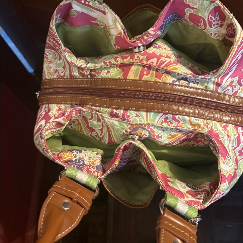 SOLD-Tyler Rodan Pink & Green Paisley Handbag - Picture 7 of 10